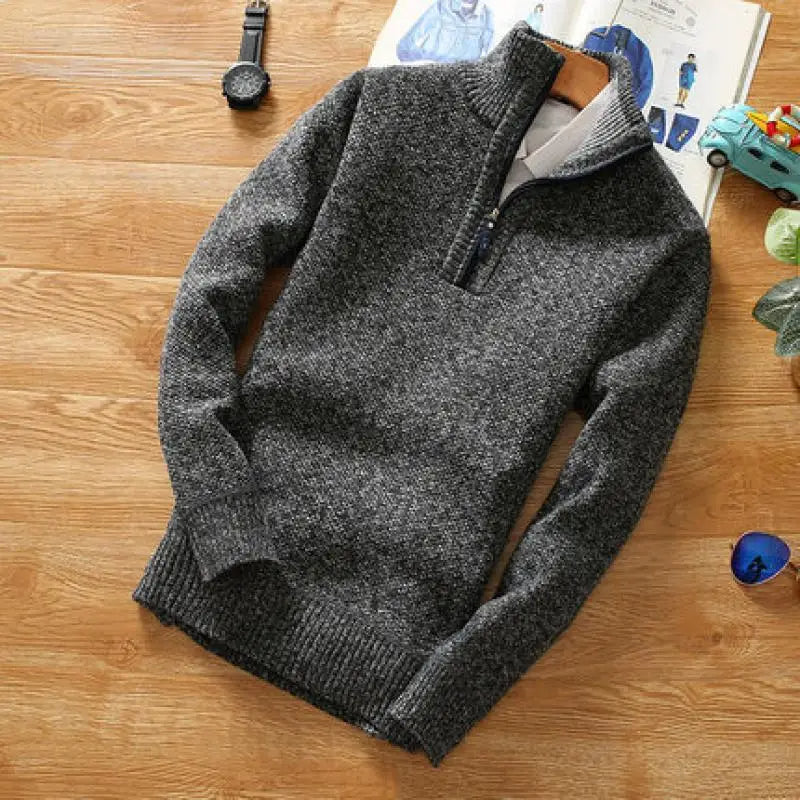 WW | Pullover - Gestrickter Halb-Reißverschluss Kragen