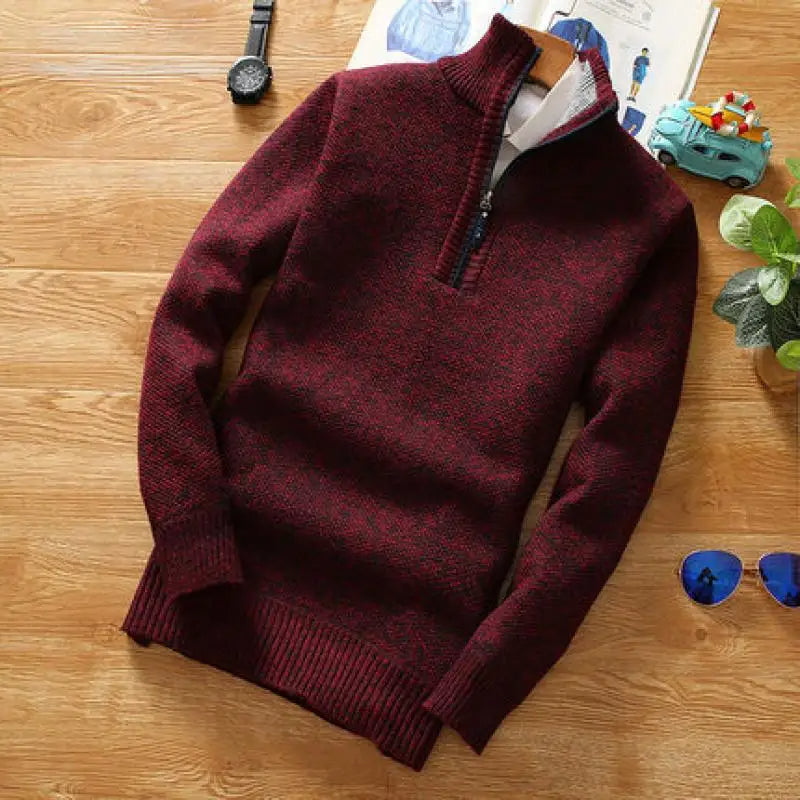 WW | Pullover - Gestrickter Halb-Reißverschluss Kragen
