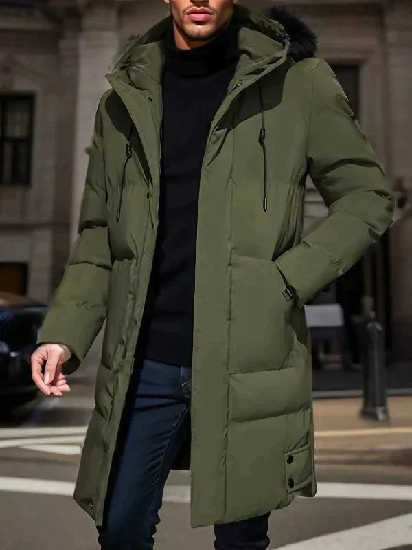 WW | Warm Hooded Long Coat Men's Winter Jacket