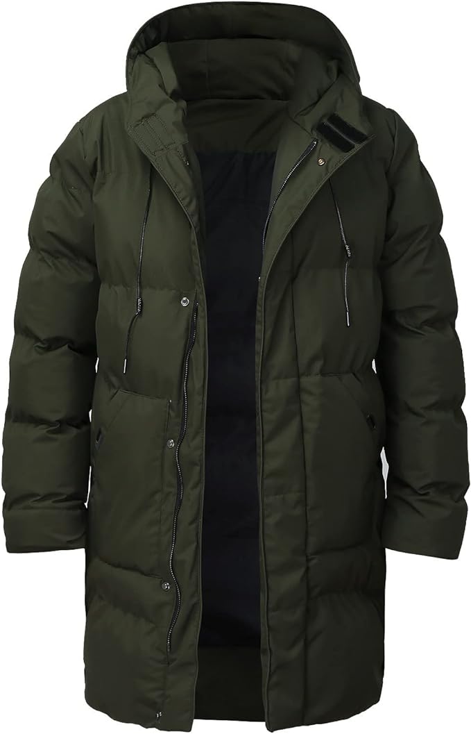 WW | Warm Hooded Long Coat Men's Winter Jacket