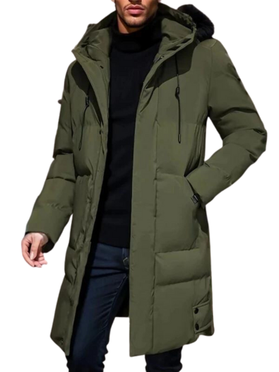 WW | Warm Hooded Long Coat Men's Winter Jacket