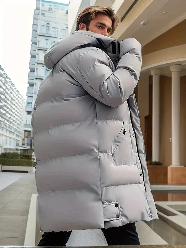 WW | Warm Hooded Long Coat Men's Winter Jacket