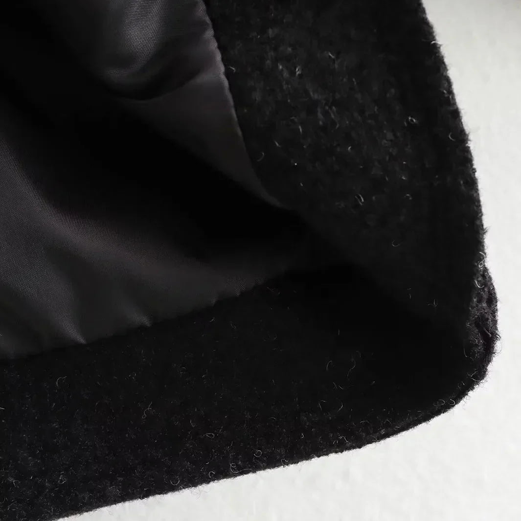 WW | Short Pocket Zipper Wool Jacket for Women