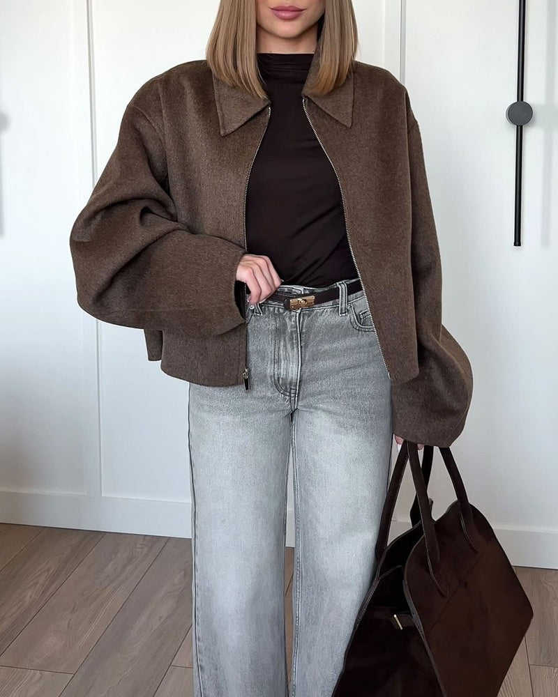 WW | Zip up Brown Plus Size Jacket Women's Jackets