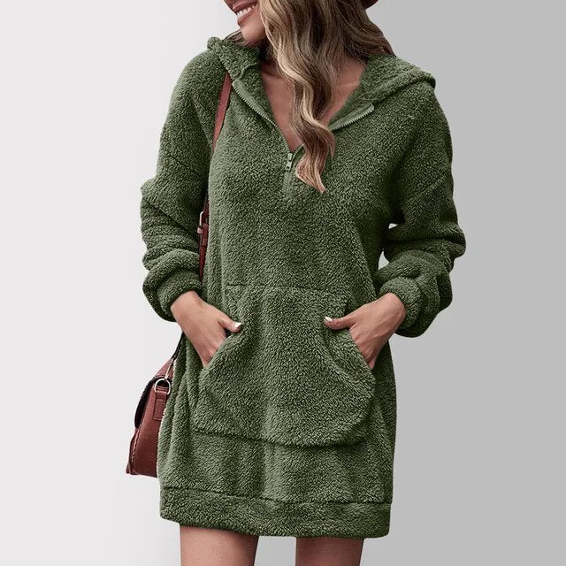 WW | Fluffy hooded sweater dress