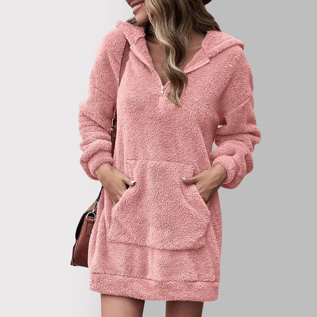 WW | Fluffy hooded sweater dress