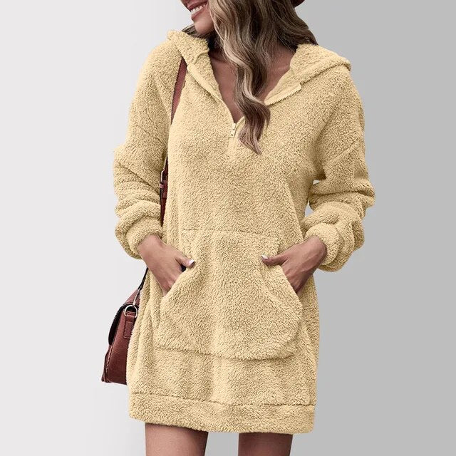 WW | Fluffy hooded sweater dress