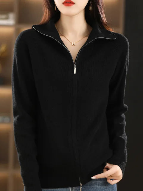 WW | Zip-Up Sweatshirt - Weicher Strick - Hoher Kragen - Bequem und Stilvoll