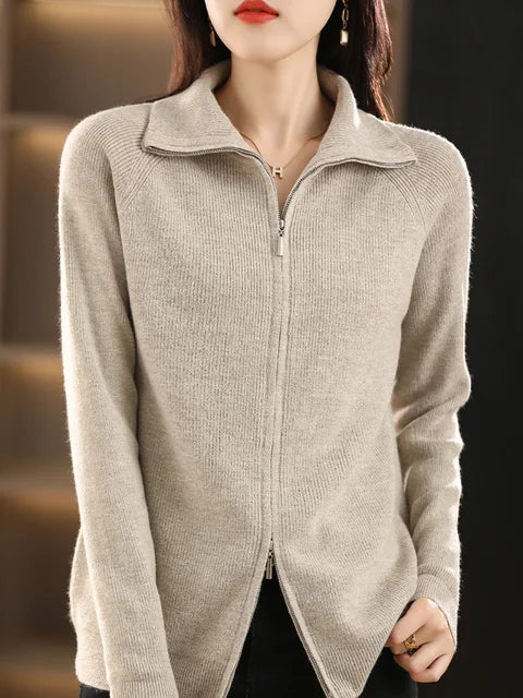 WW | Zip-Up Sweatshirt - Weicher Strick - Hoher Kragen - Bequem und Stilvoll