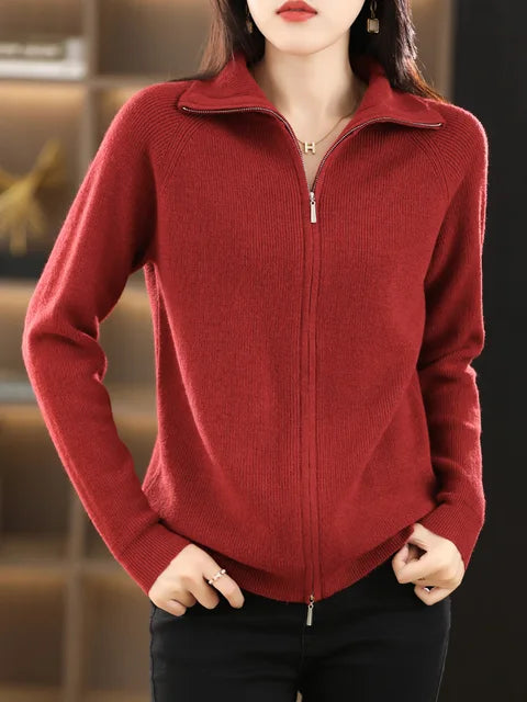 WW | Zip-Up Sweatshirt - Weicher Strick - Hoher Kragen - Bequem und Stilvoll