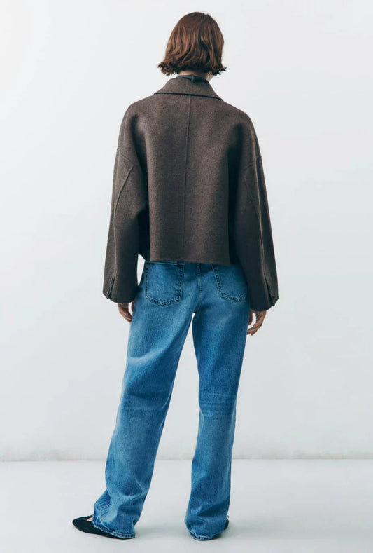 WW | Wollene Damenjacke mit Einem Knopfverschluss