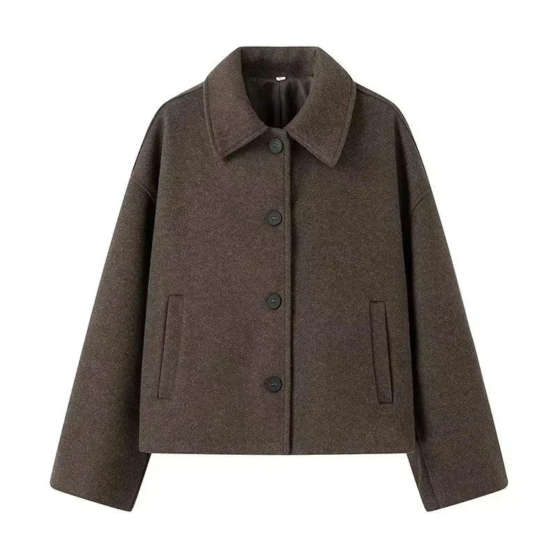 WW | Wollene Damenjacke mit Einem Knopfverschluss