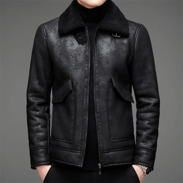 WW | Vegan Leather Jacket with Wool and Hood for Men - Perfect for All Seasons