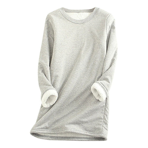 WW | Lässiger Herbst Lange Fleece Pullover für Frauen
