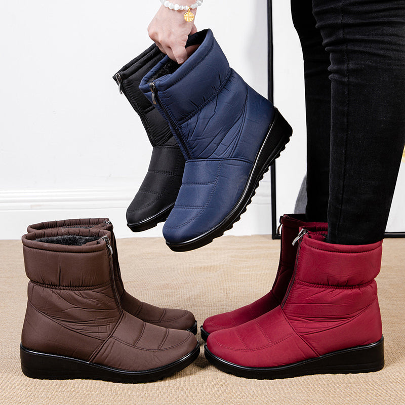 WW | Women's Waterproof Flat Winter Snow Ankle Boots - Perfect for Outdoor Activities