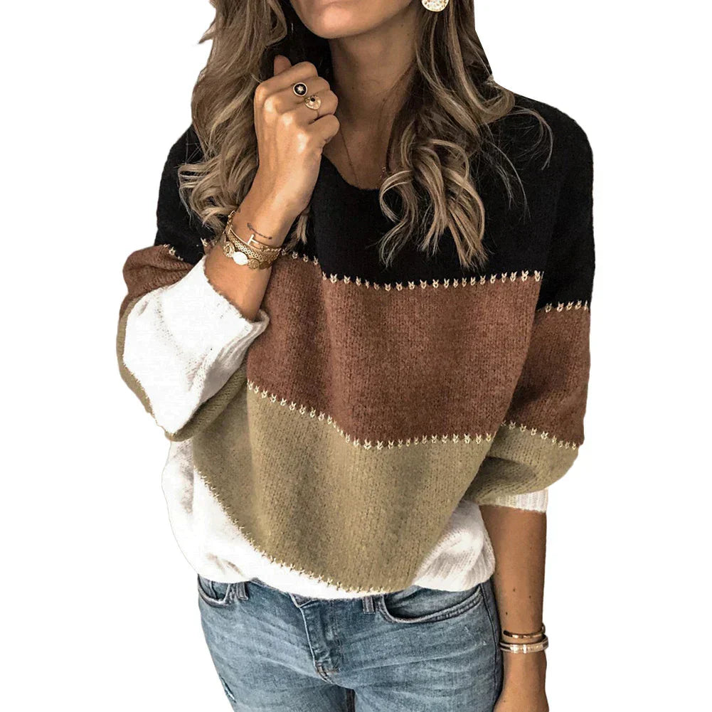 W&W | Damen Gestreifter Langarmpullover