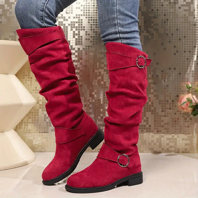 WW | Hohe Damenstiefel aus Kunstleder mit robuster Sohle für den täglichen Gebrauch