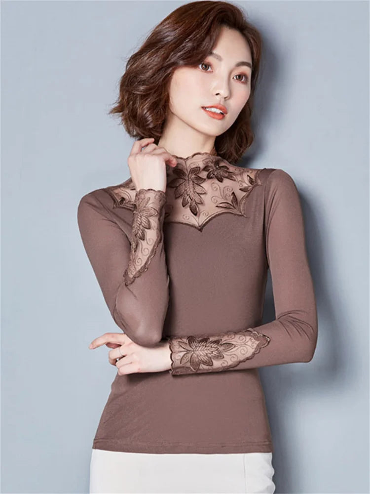 W&W - Turtleneck Lace Blouse