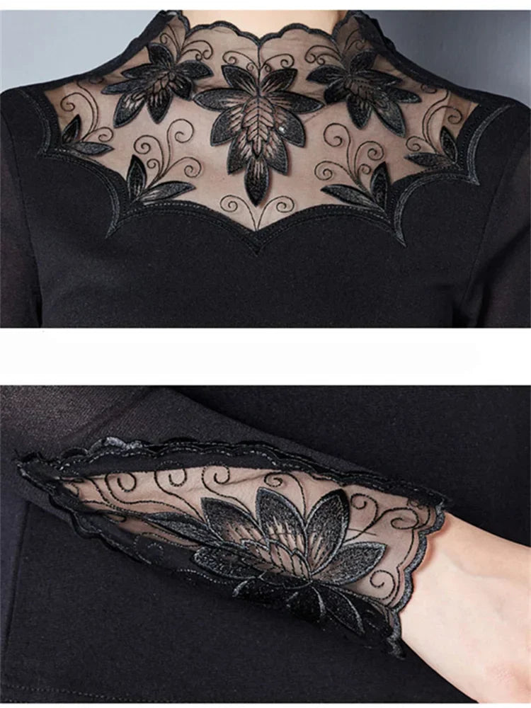 W&W - Turtleneck Lace Blouse