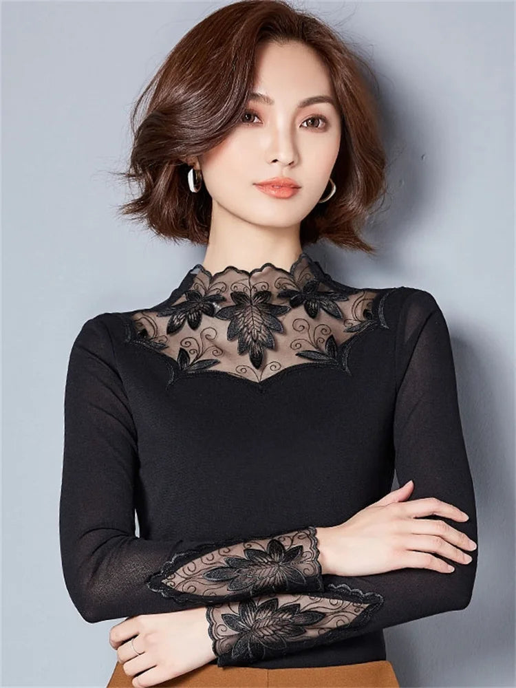 W&W - Turtleneck Lace Blouse