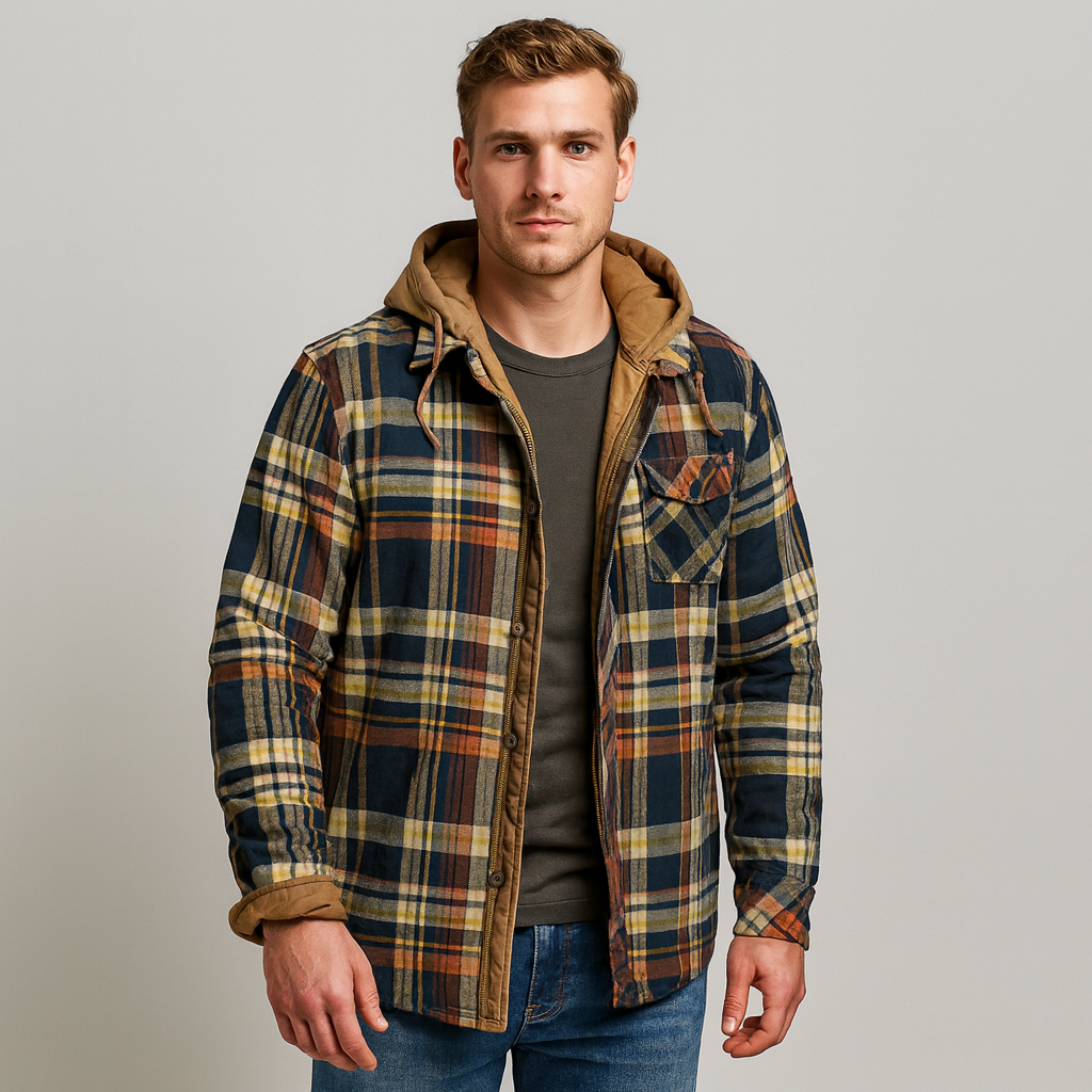 WW | Button-down Chest Pockets Plaid Hoodie