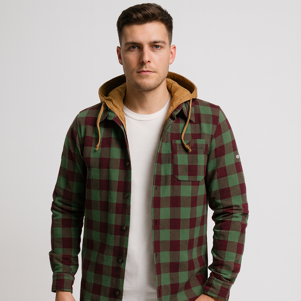WW | Button-down Chest Pockets Plaid Hoodie