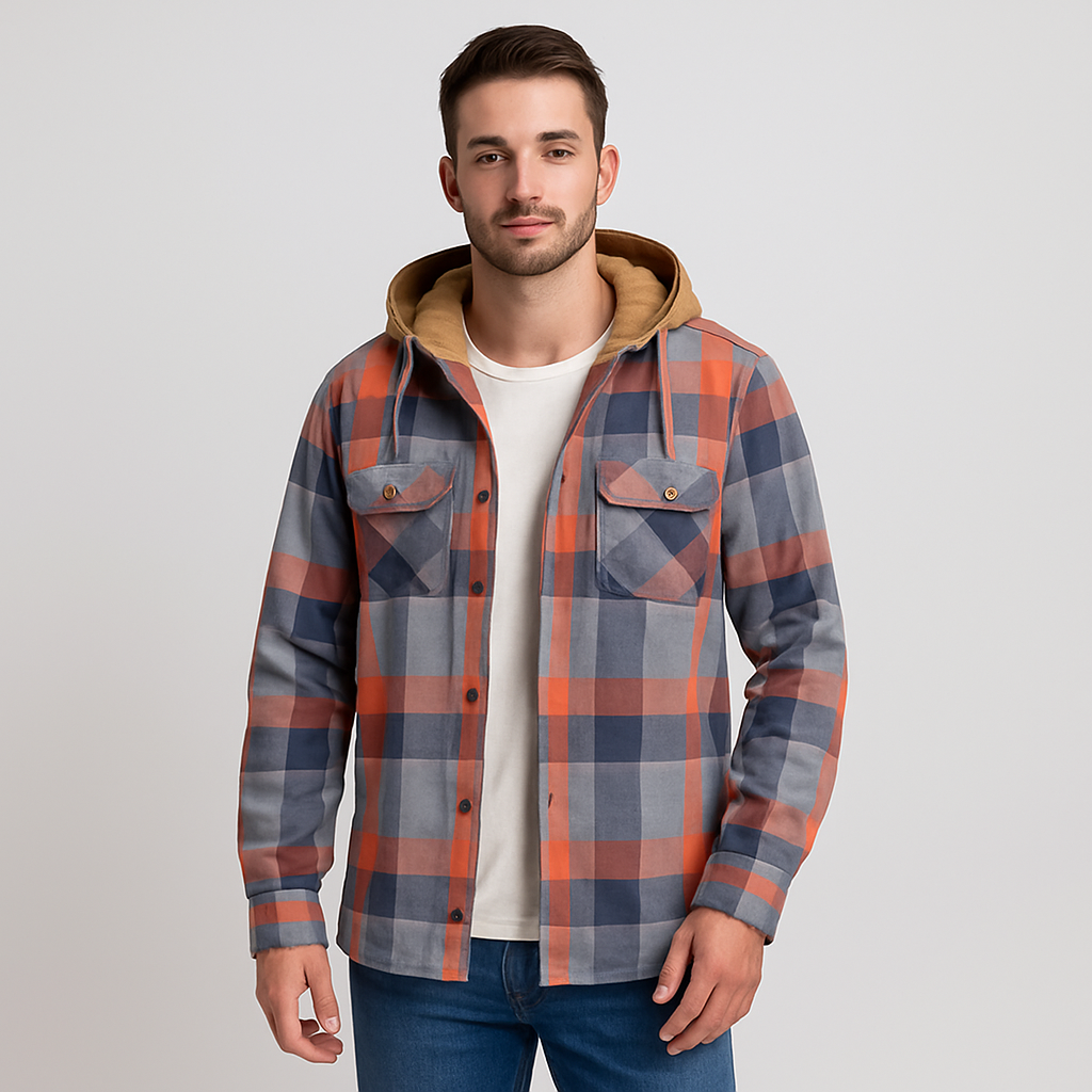 WW | Button-down Chest Pockets Plaid Hoodie