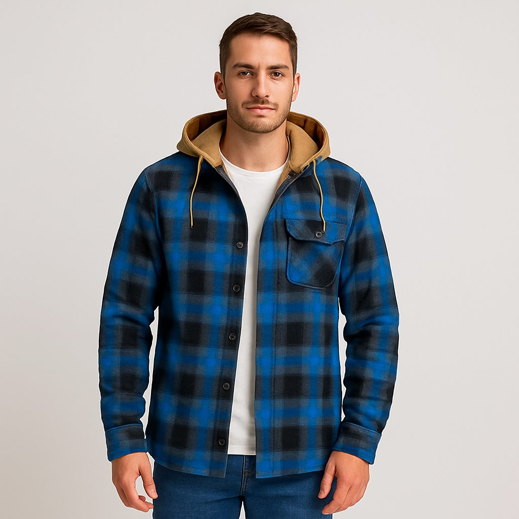 WW | Button-down Chest Pockets Plaid Hoodie