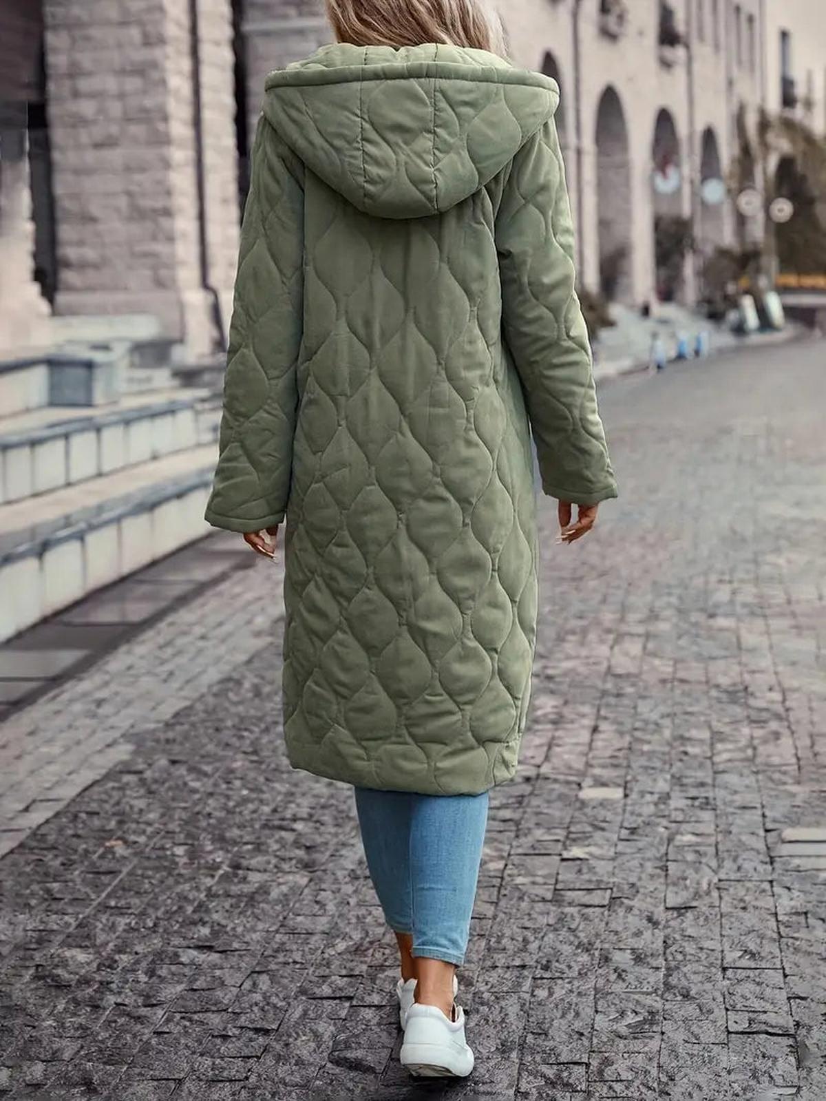WW | Kapuzierte Gesteppte Jacke mit Langen Ärmeln Für Herbst und Winter