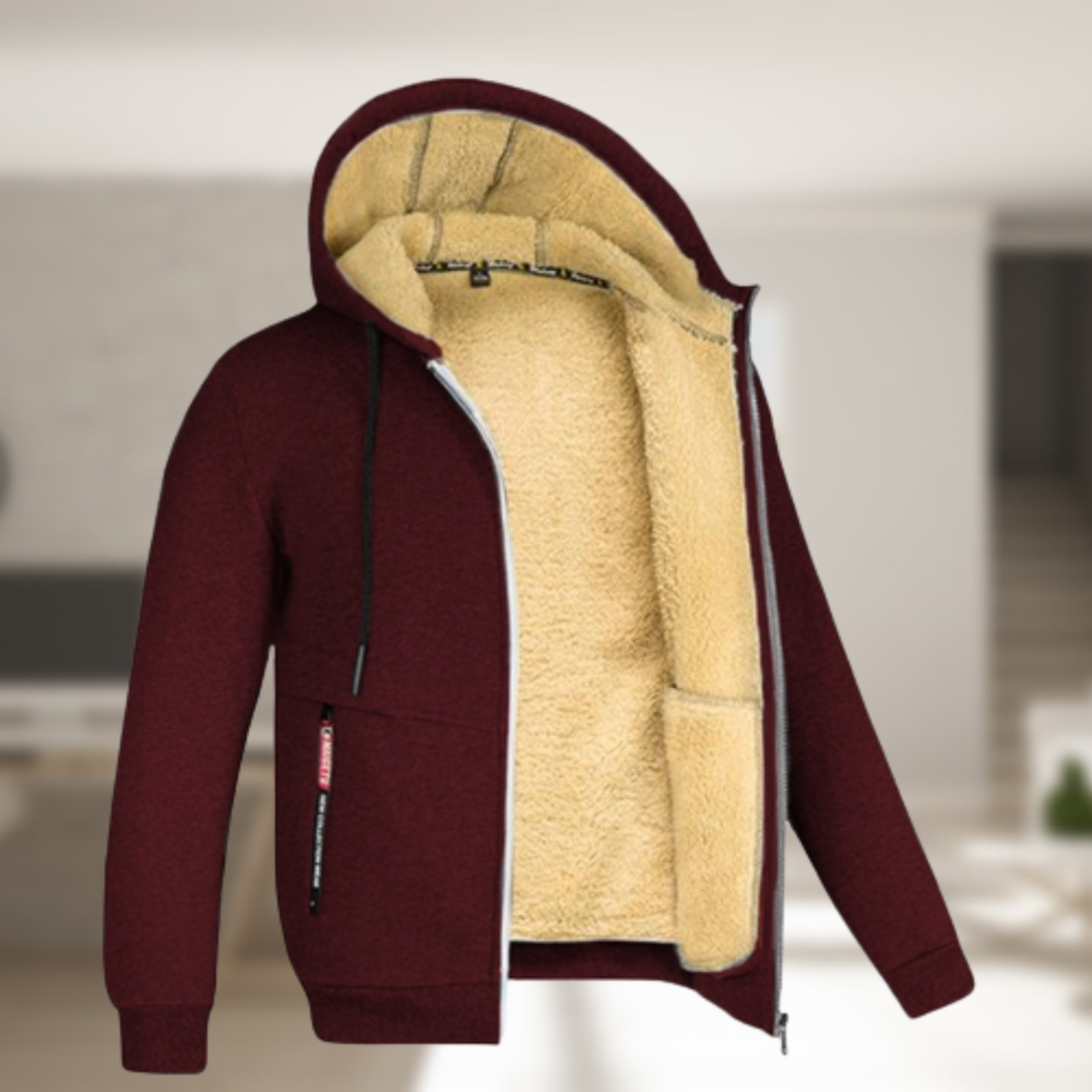 WW | Fleece Lined Zip Up Hoodie Hooded Sweatshirt for Men