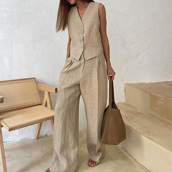 WW | and West Set Sleeveless Wide WW | Two-Piece Women's Co-ord Set