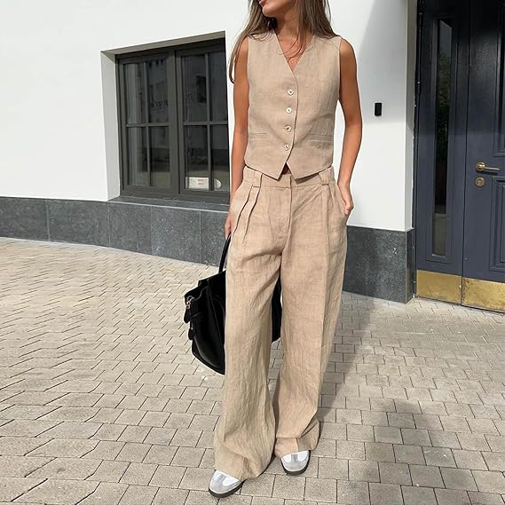 WW | and West Set Sleeveless Wide WW | Two-Piece Women's Co-ord Set