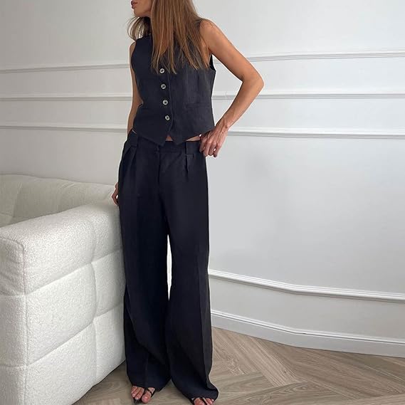 WW | and West Set Sleeveless Wide WW | Two-Piece Women's Co-ord Set