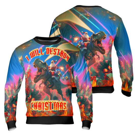 WW | Ich werde Weihnachten zerschlagen Pullover, Santa Hässlicher Weihnachtspullover - HYPERFAVOR