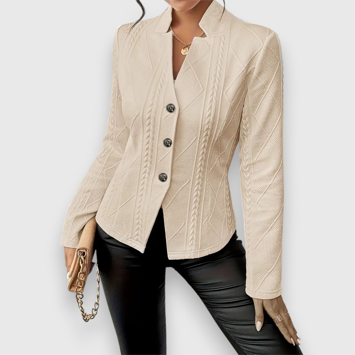 WW | Sleeved Knitted Blazer for Winter Button Closure