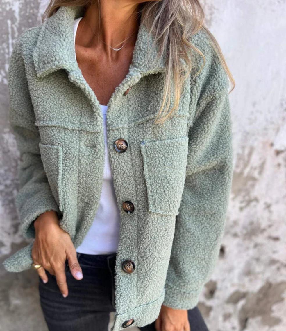 WW | Button-Up Sherpa Jacke - Weich und Warm - Übergröße - Freizeitkleidung