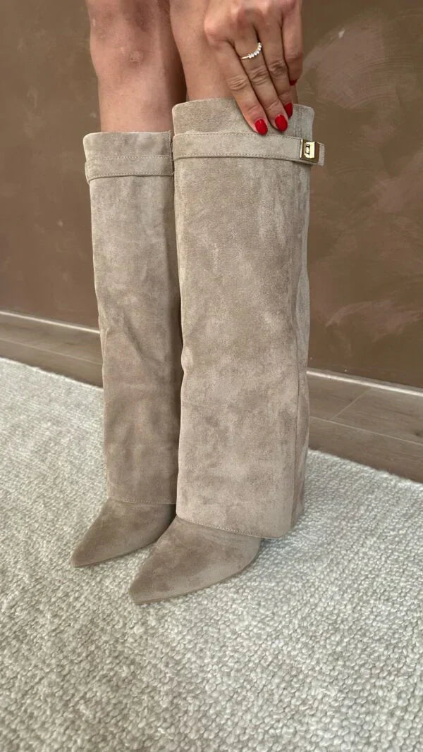 WW | Hochwertige kniehohe Stiefel aus Wildleder