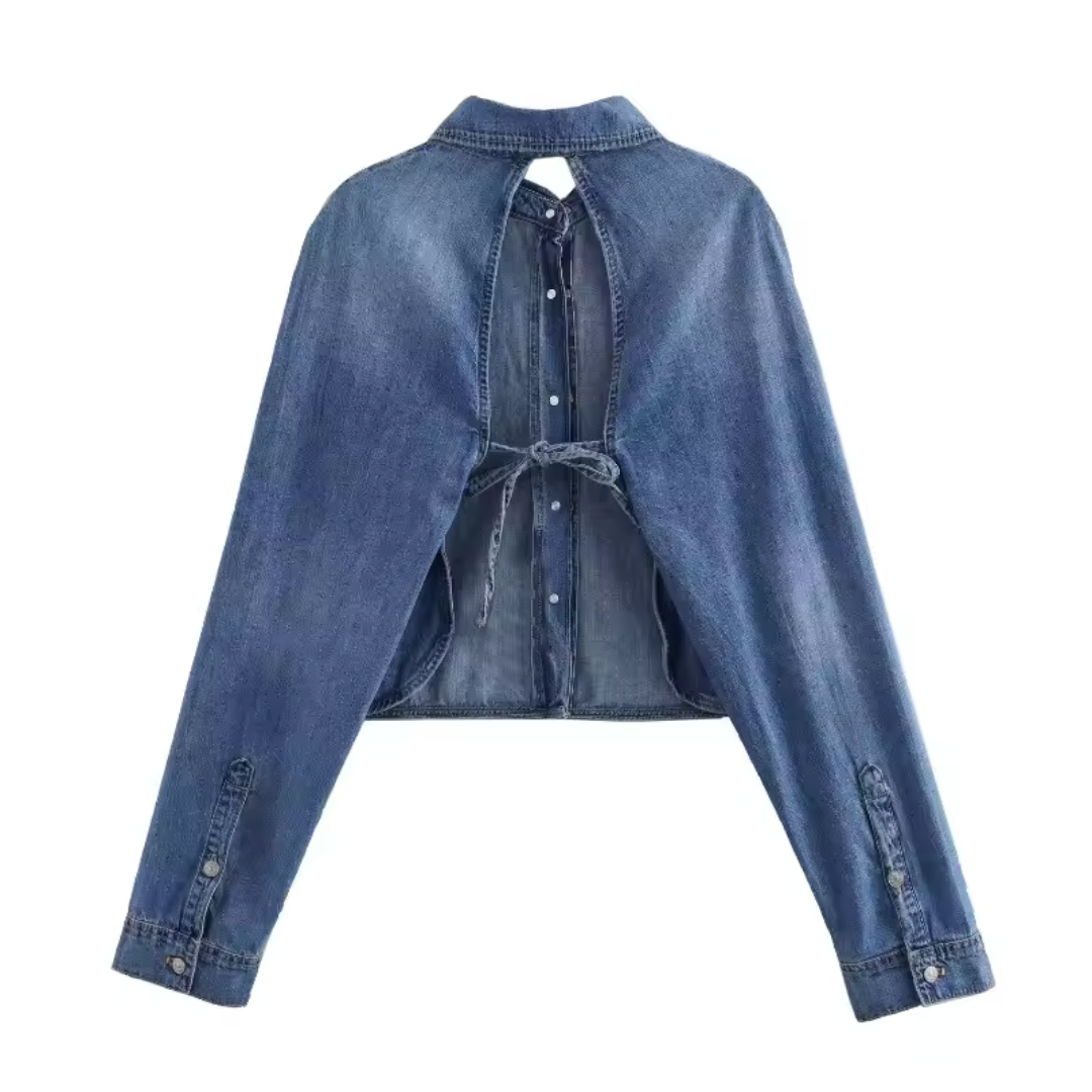 WW | Damen Rückenfreier Lange Ärmel Jacke Stylisches Design