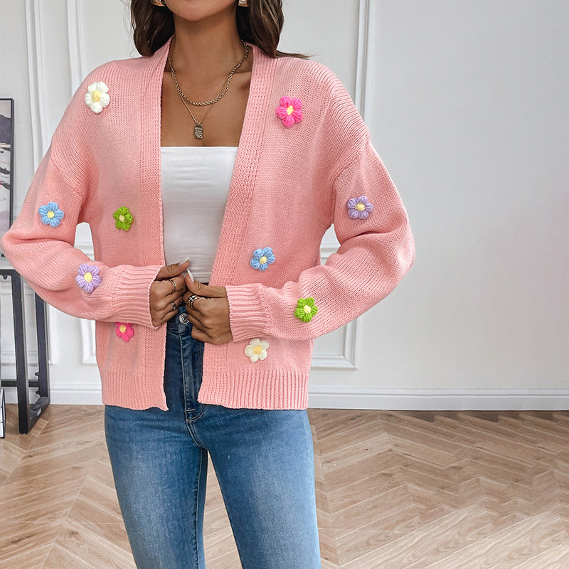 WW | Blumen Strickstrickjacke