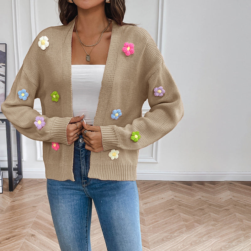 WW | Blumen Strickstrickjacke