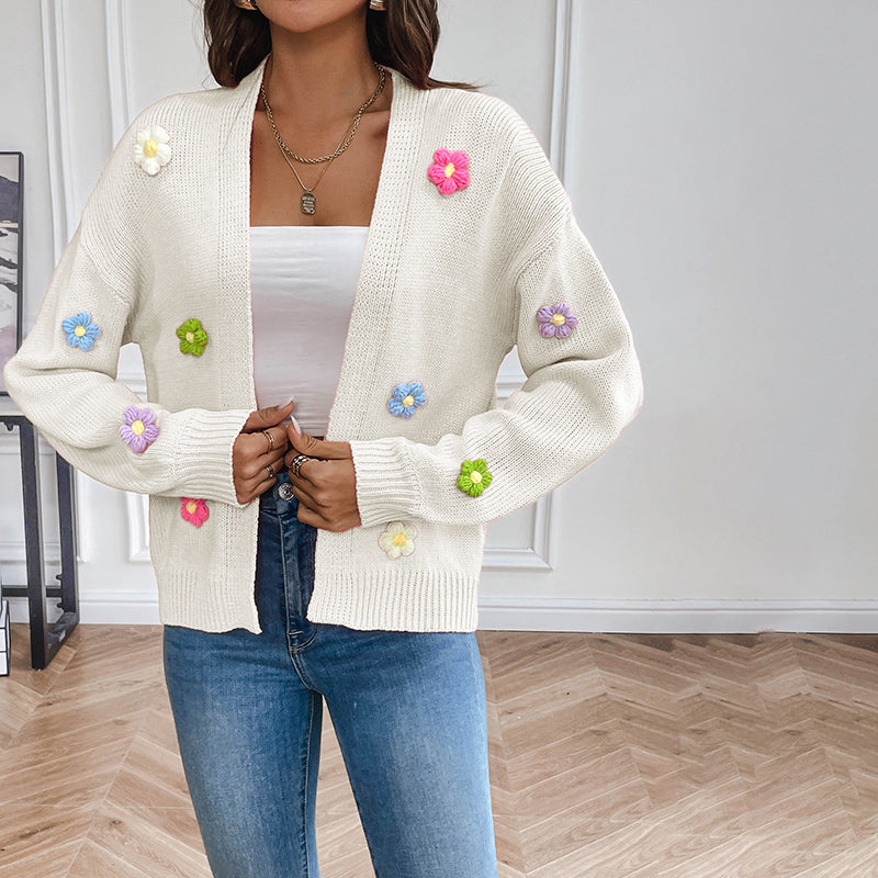 WW | Blumen Strickstrickjacke