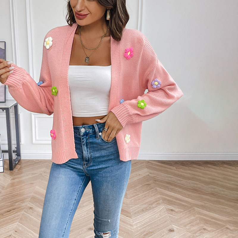 WW | Blumen Strickstrickjacke