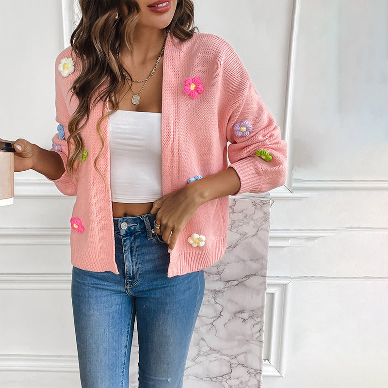 WW | Blumen Strickstrickjacke
