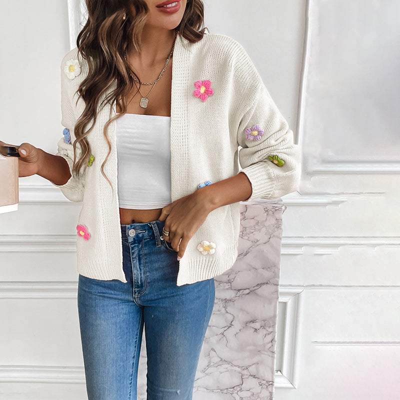 WW | Blumen Strickstrickjacke