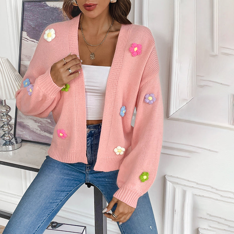 WW | Blumen Strickstrickjacke