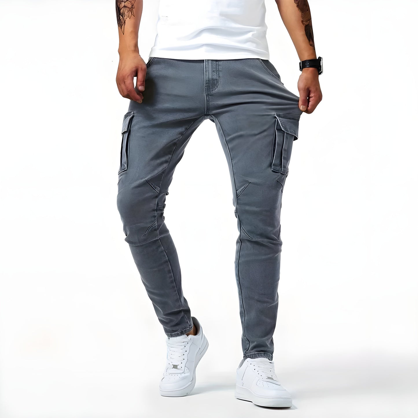 WW | Denim Cargo-Hose mit elastischem Bund für Männer