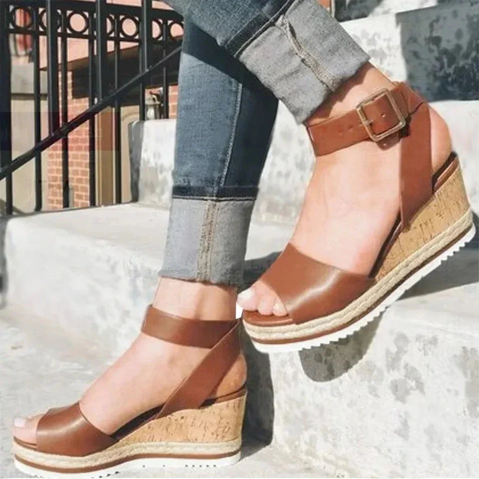 Sandals with Buckle Wedge Heel