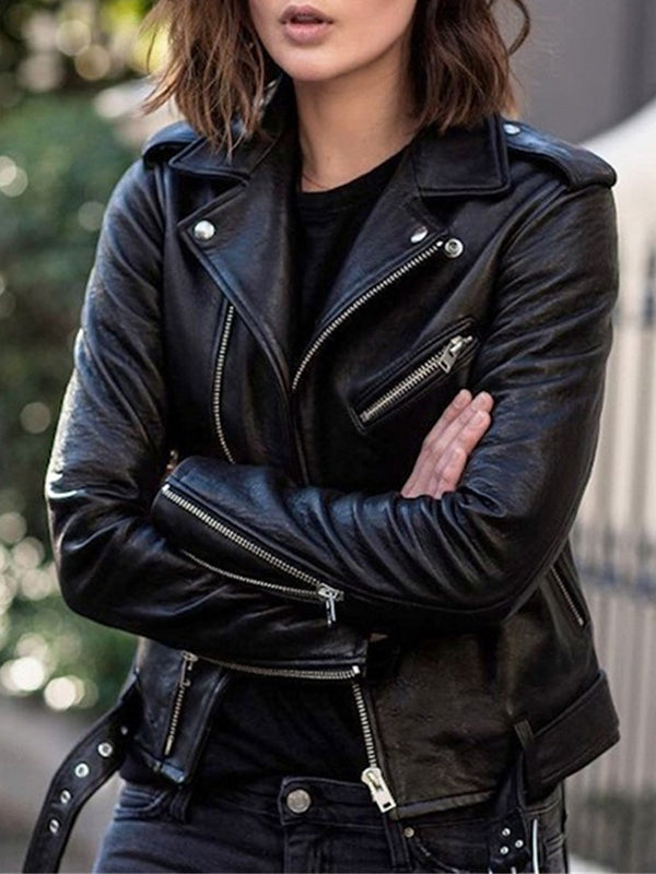 WW | Perfect faux leather jackets with zipper, elegant women's jackets