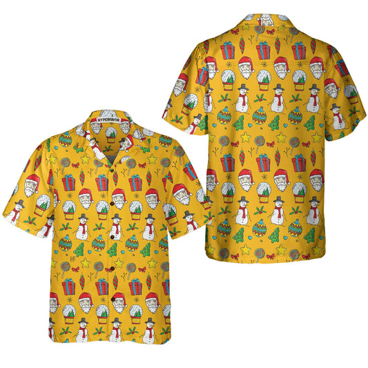 WW | I Love Christmas Shirt for Men with Christmas Pattern, Cute Christmas Hawaiian Shirt