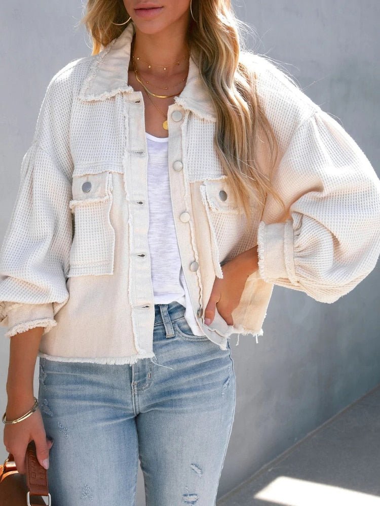 WW | Tone Cropped Denim Jacke - Ballonärmel - Trendy Schichtelement - Lässiger Stil